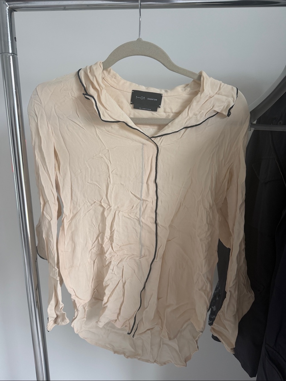 Babaton Cream Blouse with Black Piping